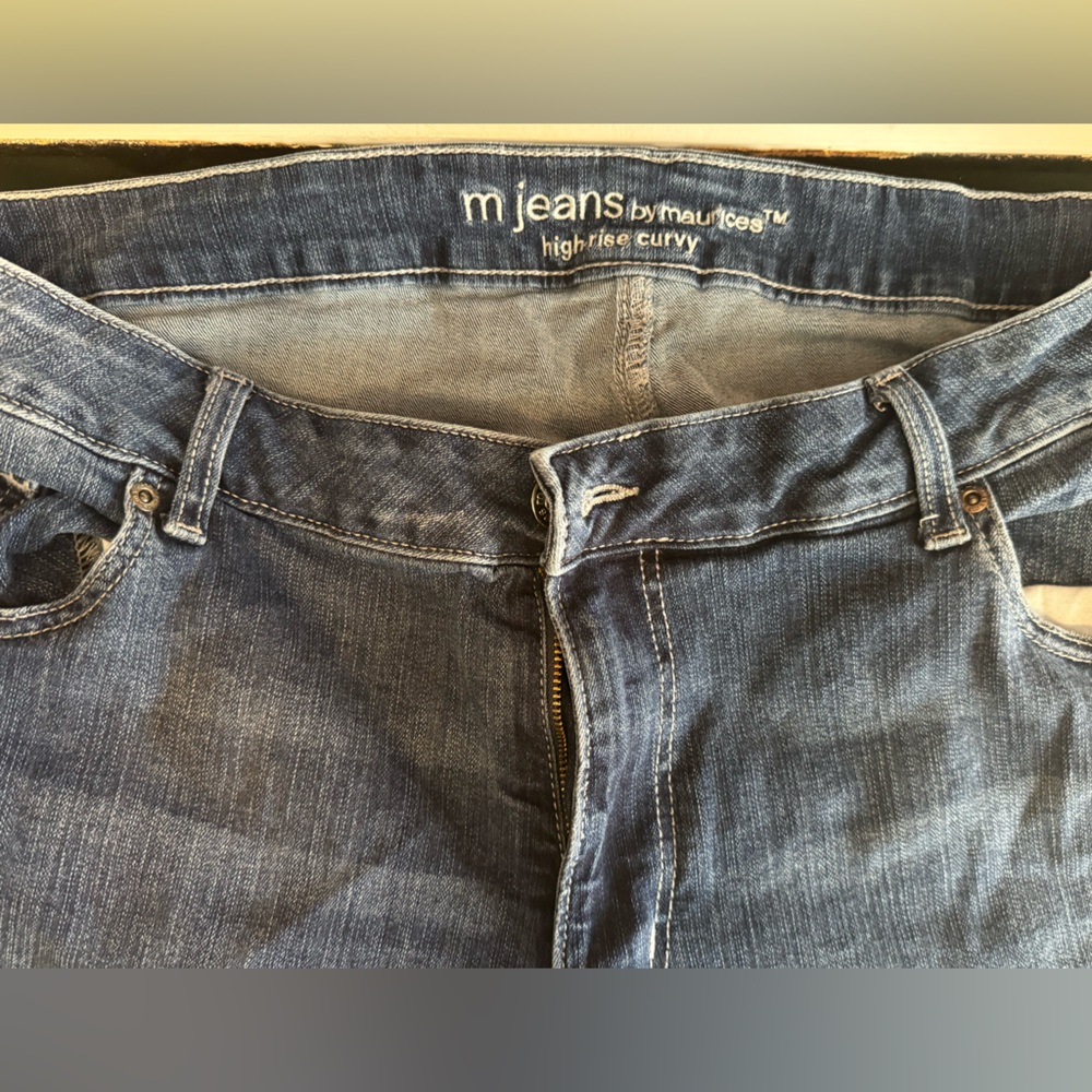 Maurices M Jeans High Rise Curvy Relaxed Straight Leg Blue Jeans